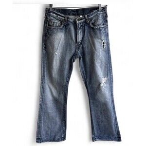 GUESS The Cliff Bootcut Jeans Men’s W31 L30 Medium Wash Distressed Y2K